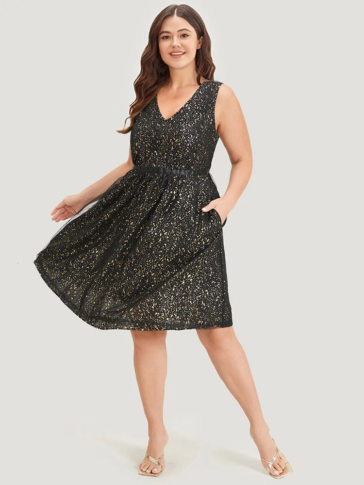 Leopard Glitter Pocket Mesh Ribbon Tank Dress sold by Bloomchic product image thumbnail 2