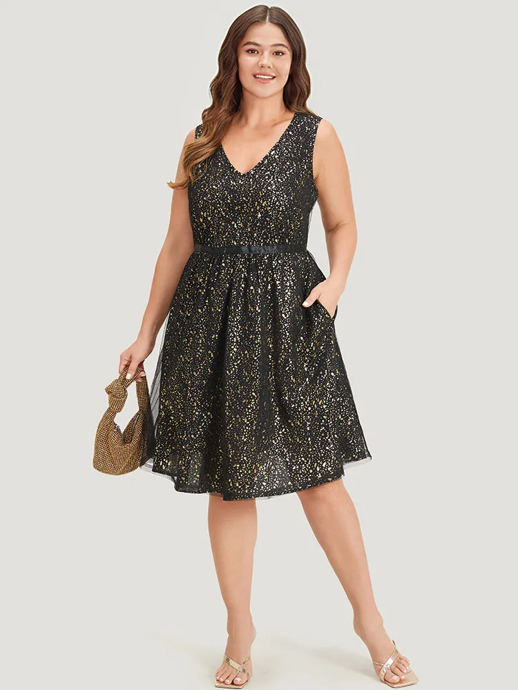 Leopard Glitter Pocket Mesh Ribbon Tank Dress sold by Bloomchic product image thumbnail 4