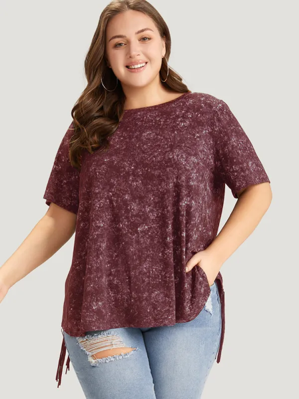 Plain Fringe Hem Vintage T-shirt sold by Bloomchic