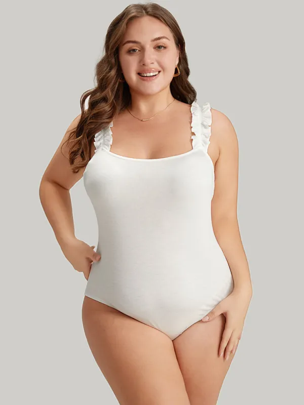 Supersoft Essentials Plain Frill Trim Cami Bodysuit sold by Bloomchic