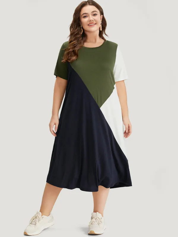 Supersoft Essentials Colorblock Pocket Contrast Midi Dress sold by Bloomchic