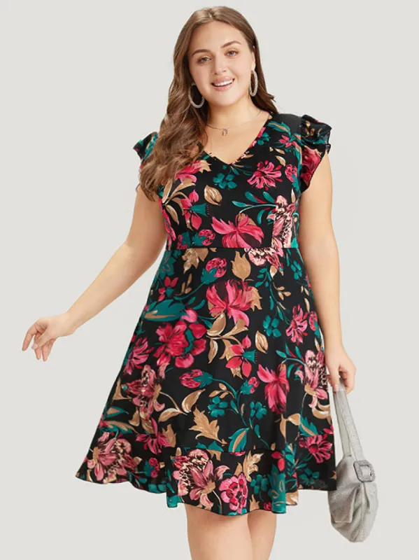 Floral Print Pocket Ruffle Dress sold by Bloomchic