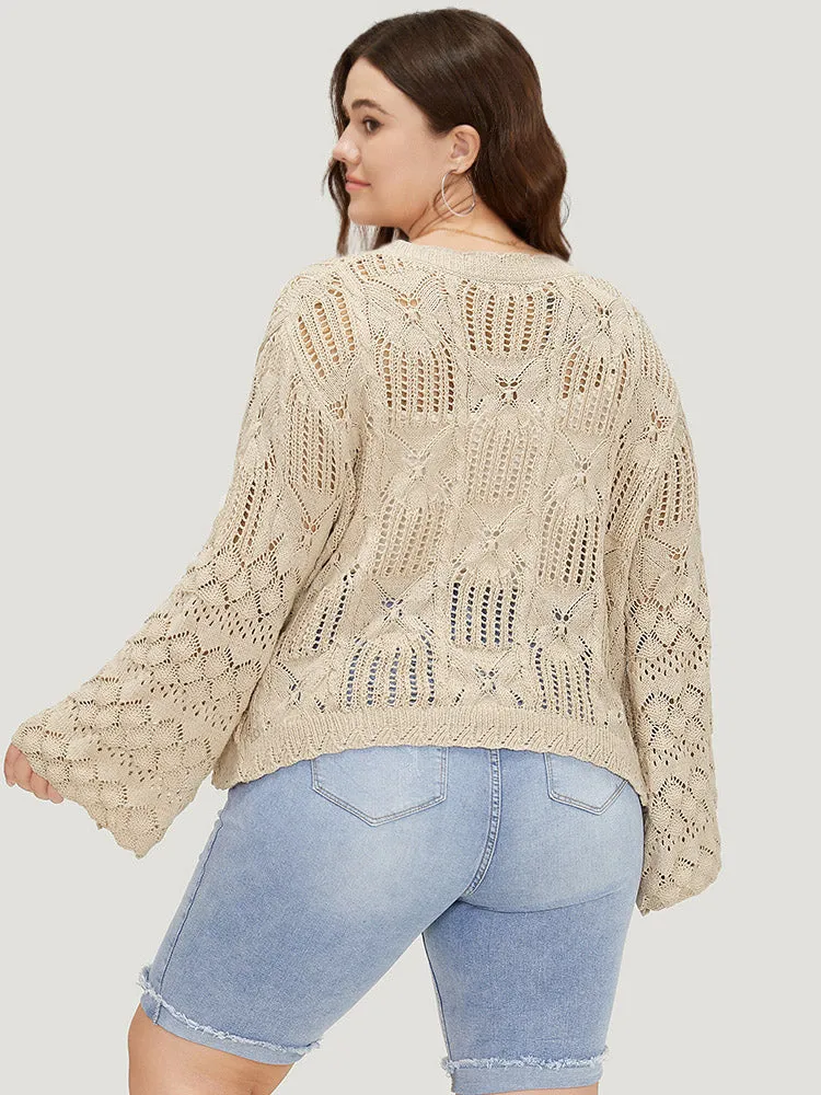 Hollow Out Bell Sleeve Tie Front Cardigan sold by Bloomchic product image thumbnail 2