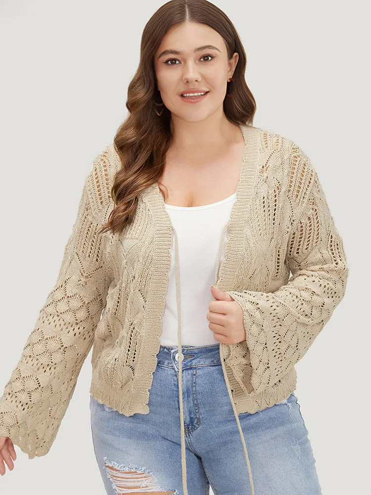 Hollow Out Bell Sleeve Tie Front Cardigan sold by Bloomchic product image thumbnail 5