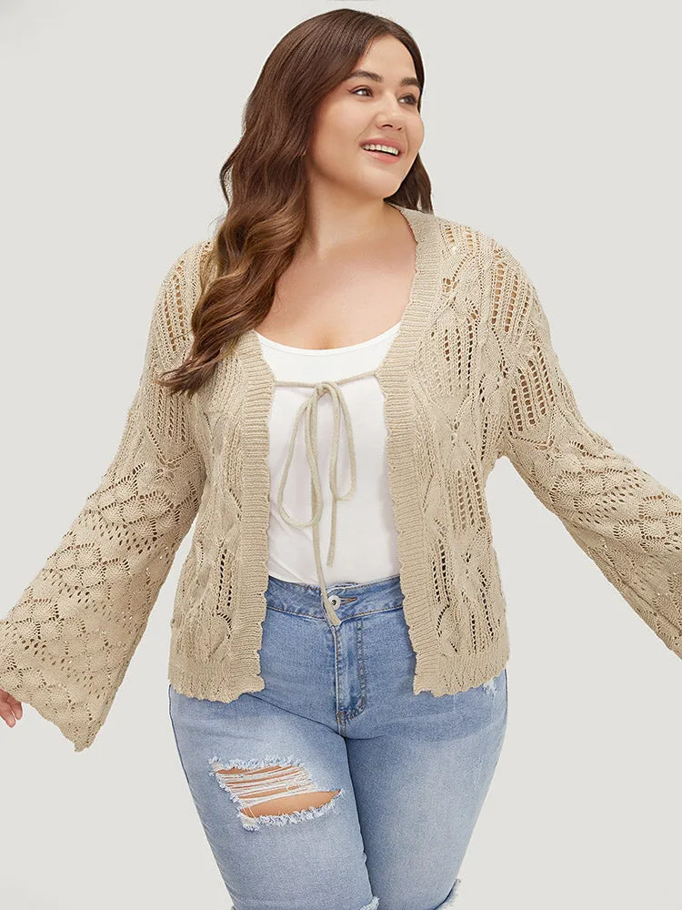 Hollow Out Bell Sleeve Tie Front Cardigan sold by Bloomchic product image thumbnail 3