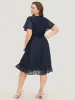 Plain Geometric Pocket Wrap Mesh Lace Insert Ruffle Dress sold by Bloomchic