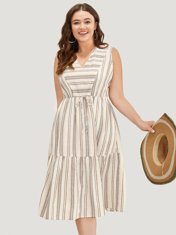 Striped Print Knot Pocket Layered Hem Tank Dress sold by Bloomchic product image thumbnail 5