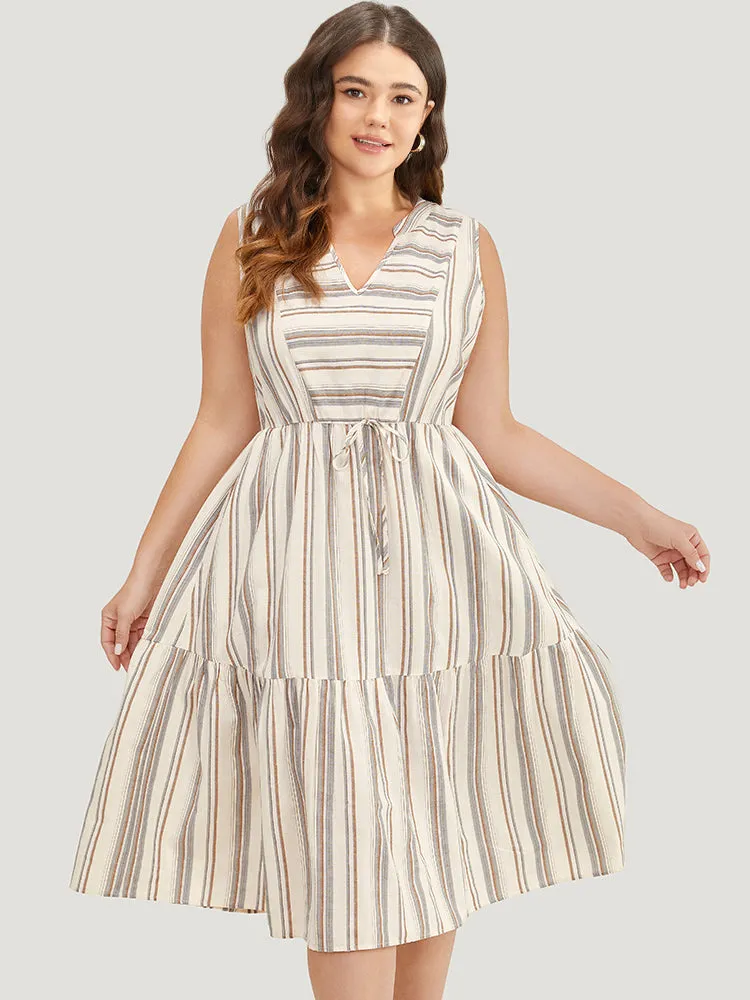 Striped Print Knot Pocket Layered Hem Tank Dress sold by Bloomchic product image thumbnail 3