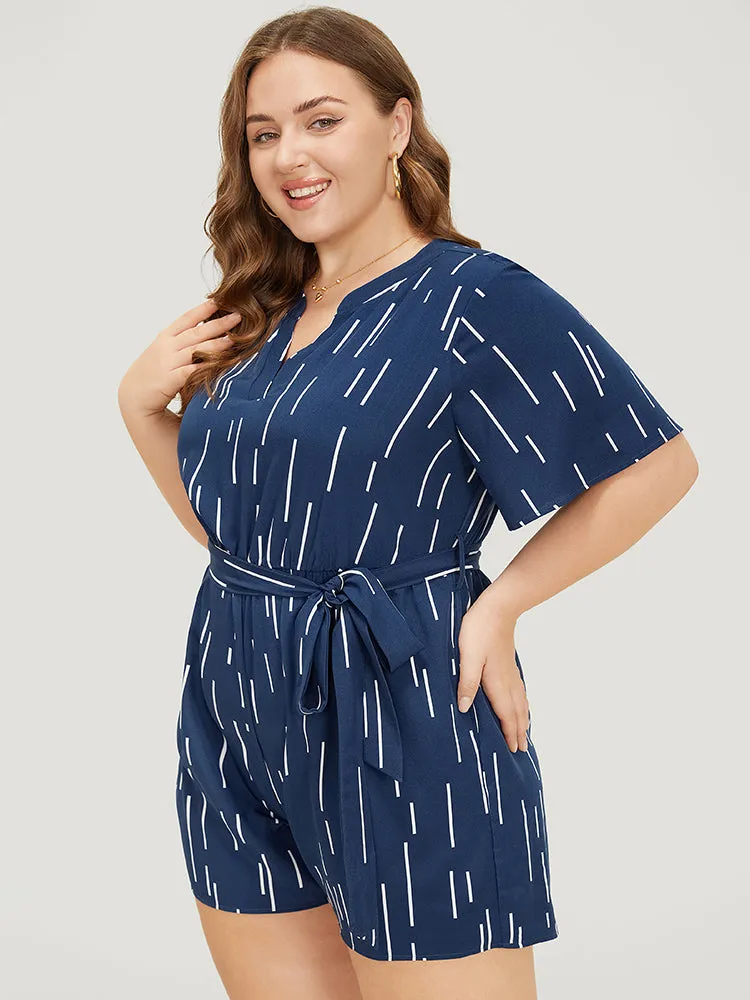 Geometric Print Belt Notched Neck Romper sold by Bloomchic product image thumbnail 3