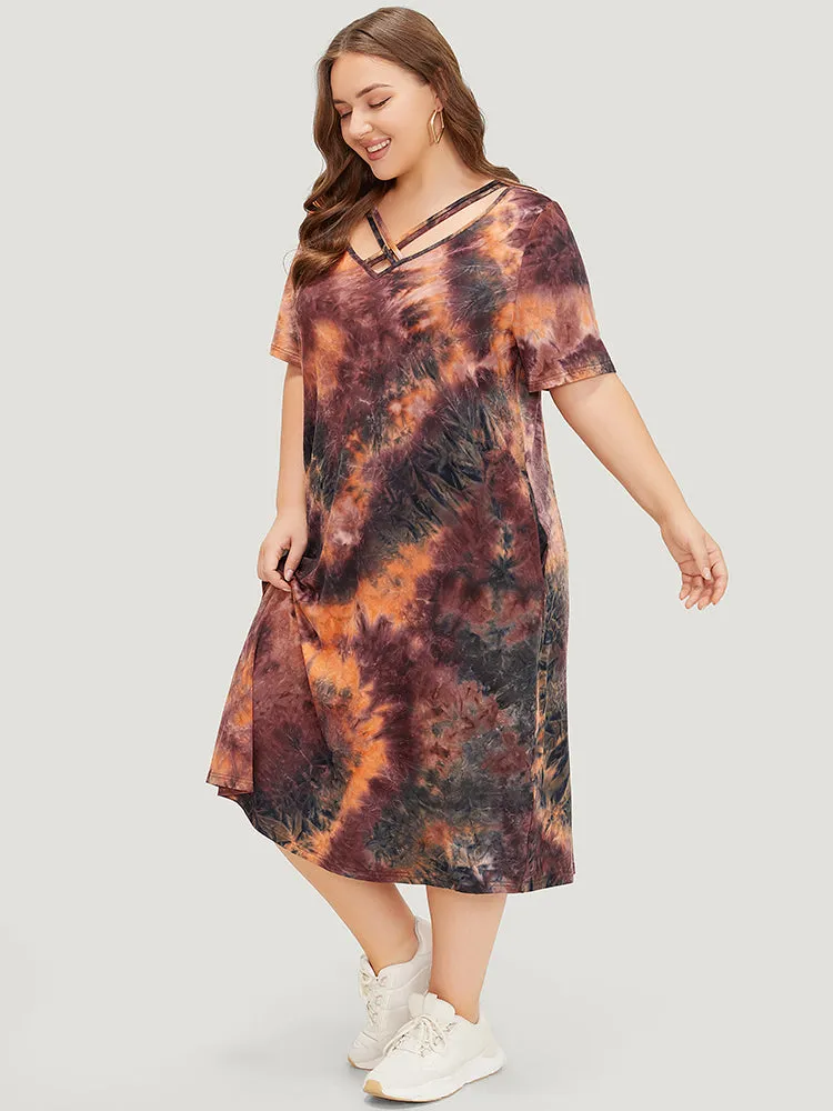 Tie Dye Pocket Crisscross Neck Dress sold by Bloomchic product image thumbnail 5