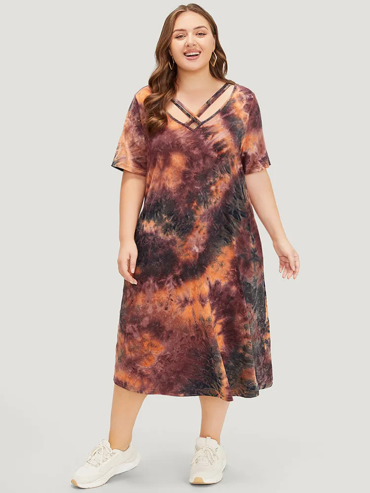 Tie Dye Pocket Crisscross Neck Dress sold by Bloomchic product image thumbnail 2