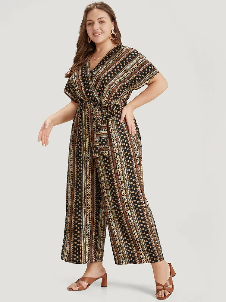 Bandana Print Surplice Neck Belted Ruffle Sleeve Jumpsuit sold by Bloomchic product image thumbnail 3
