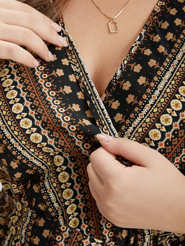 Bandana Print Surplice Neck Belted Ruffle Sleeve Jumpsuit sold by Bloomchic product image thumbnail 5