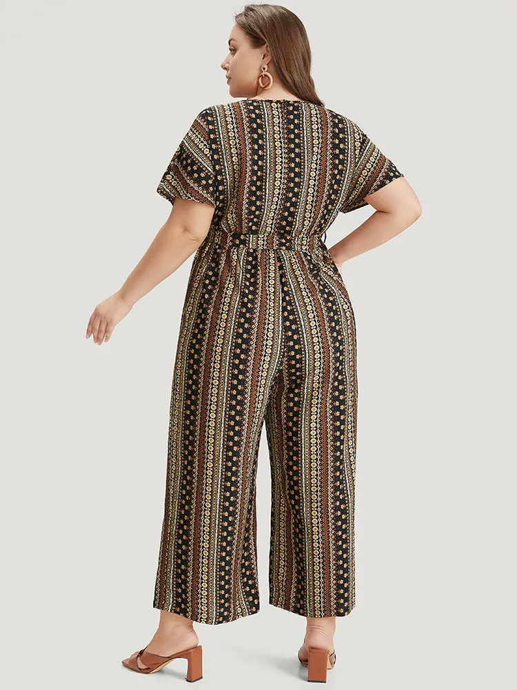 Bandana Print Surplice Neck Belted Ruffle Sleeve Jumpsuit sold by Bloomchic product image thumbnail 4