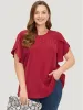 Plain Patchwork Cut Out Petal Sleeve Blouse sold by Bloomchic