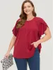 Plain Patchwork Cut Out Petal Sleeve Blouse sold by Bloomchic