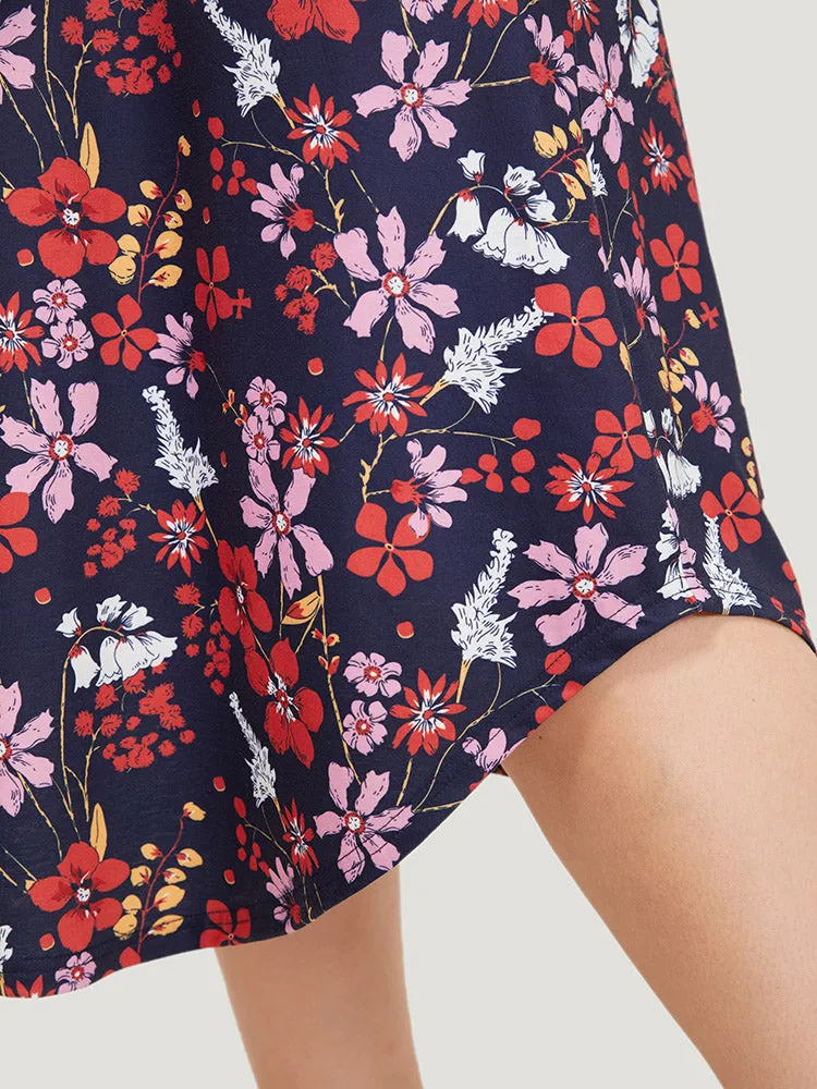 Floral Arc Hem Pocket Flutter Sleeve Midi Dress sold by Bloomchic product image thumbnail 5