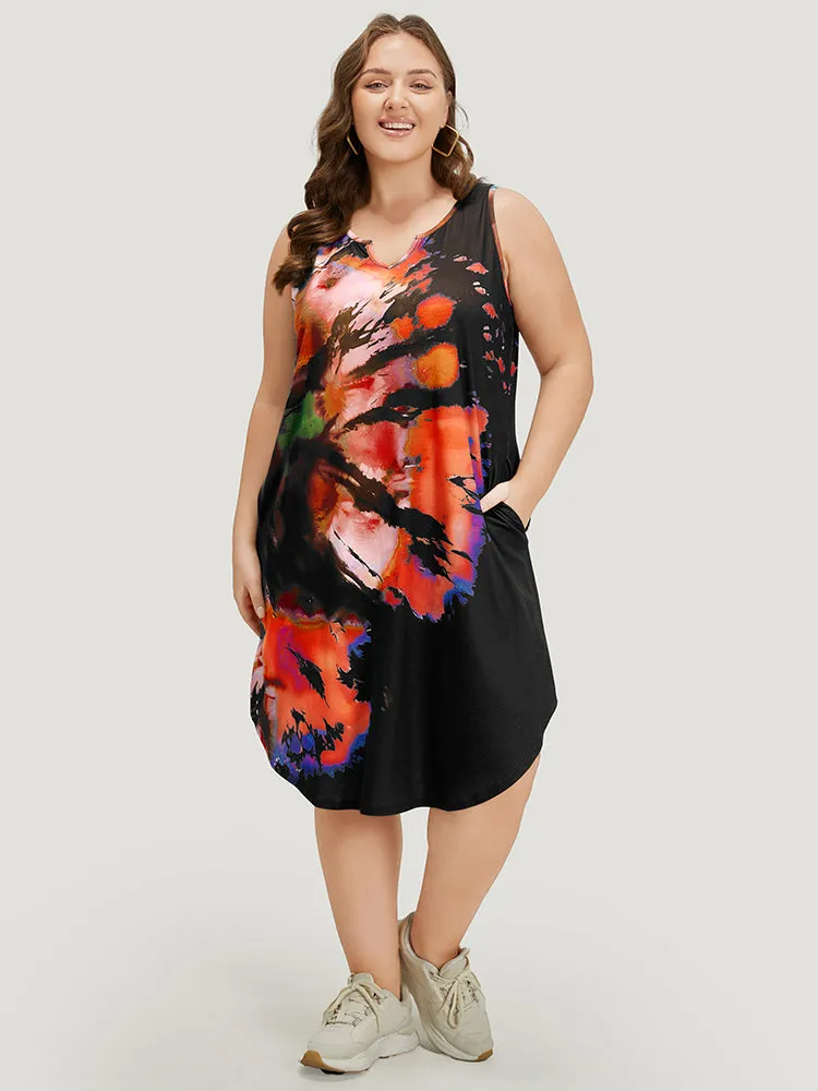 Tie Dye Notched Pocket Arc Hem Tank Dress sold by Bloomchic product image thumbnail 5