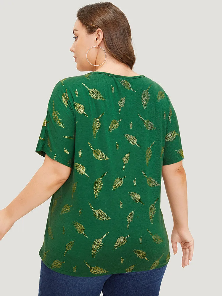 Feather Print Glitter Dolman Sleeve T-shirt sold by Bloomchic product image thumbnail 5