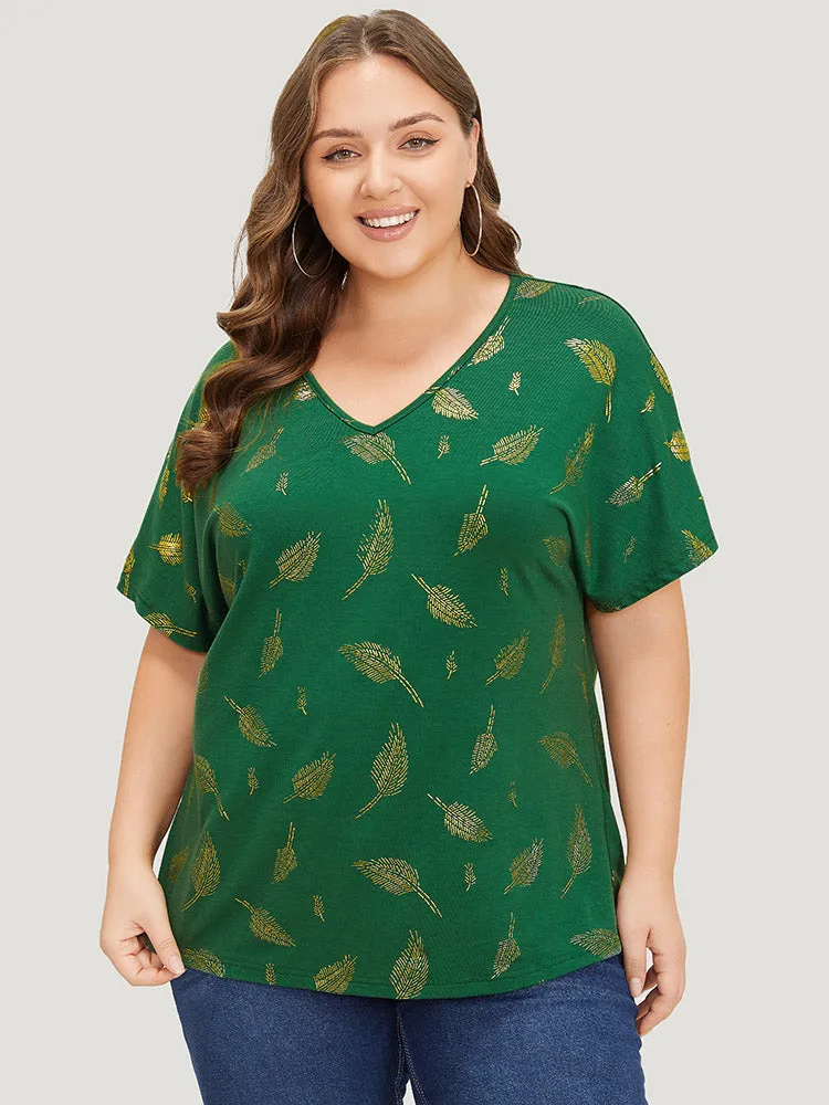 Feather Print Glitter Dolman Sleeve T-shirt sold by Bloomchic product image thumbnail 3