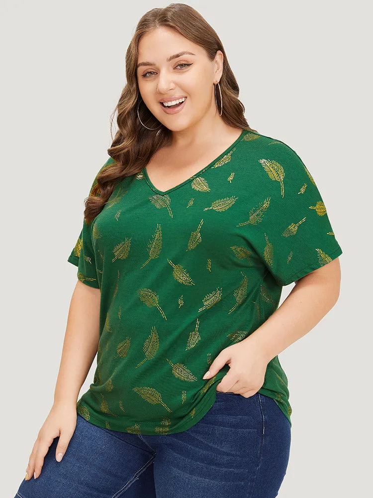 Feather Print Glitter Dolman Sleeve T-shirt sold by Bloomchic product image thumbnail 4