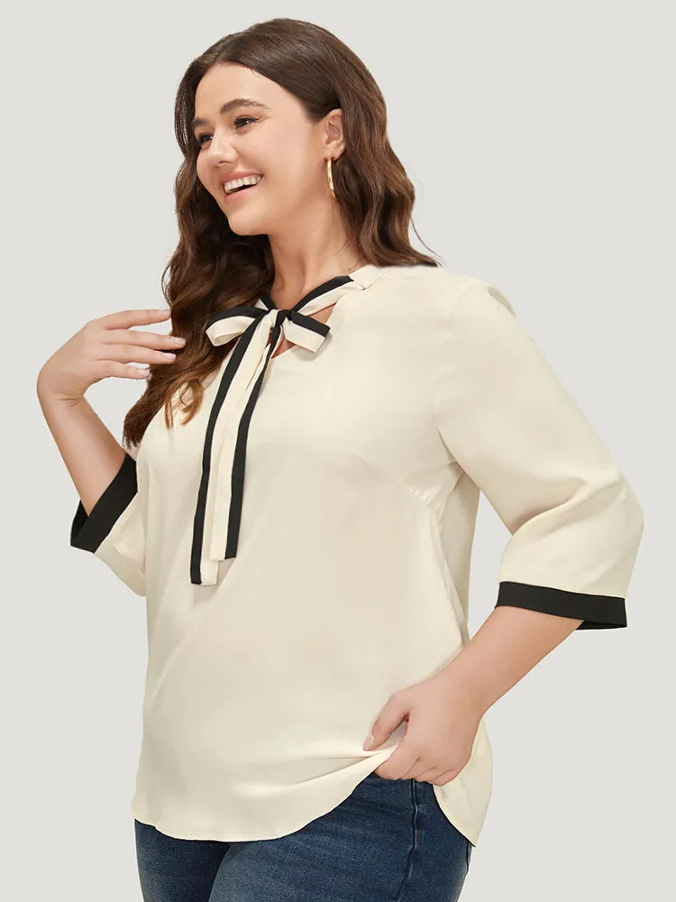 Contrast Trim Knot Neck Blouse sold by Bloomchic product image thumbnail 5