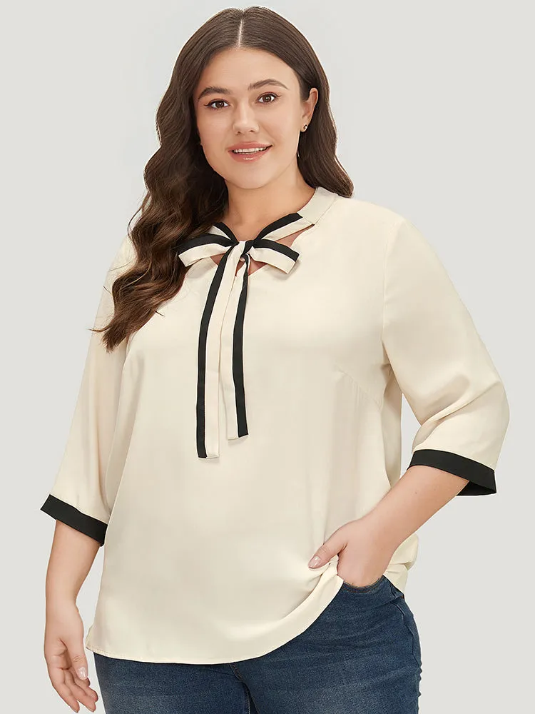 Contrast Trim Knot Neck Blouse sold by Bloomchic product image thumbnail 2