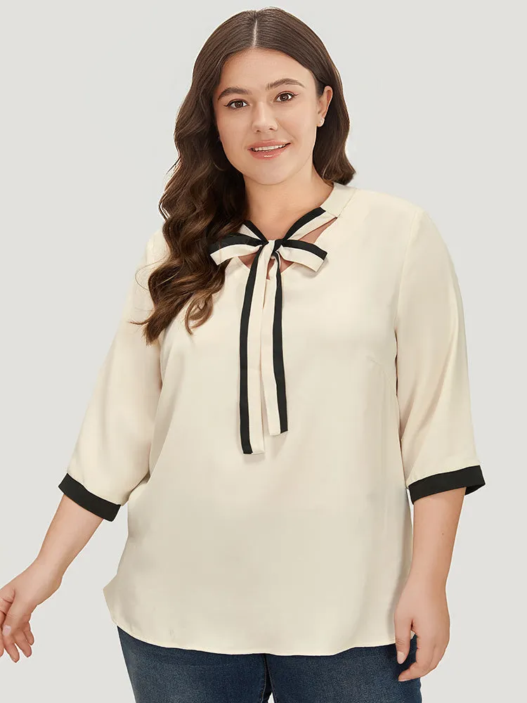 Contrast Trim Knot Neck Blouse sold by Bloomchic product image thumbnail 3