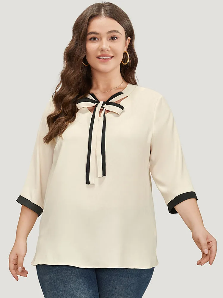 Contrast Trim Knot Neck Blouse sold by Bloomchic product image thumbnail 4