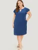 Plain Keyhole Neck Pocket Ruffle Sleeve Dress sold by Bloomchic