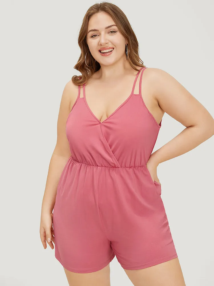 Plain Wrap Pocket Gathered Cami Romper sold by Bloomchic product image thumbnail 3