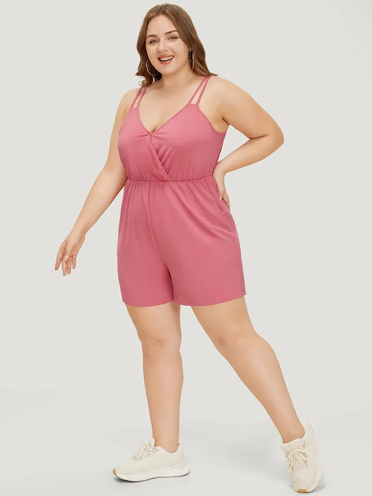 Plain Wrap Pocket Gathered Cami Romper sold by Bloomchic product image thumbnail 4