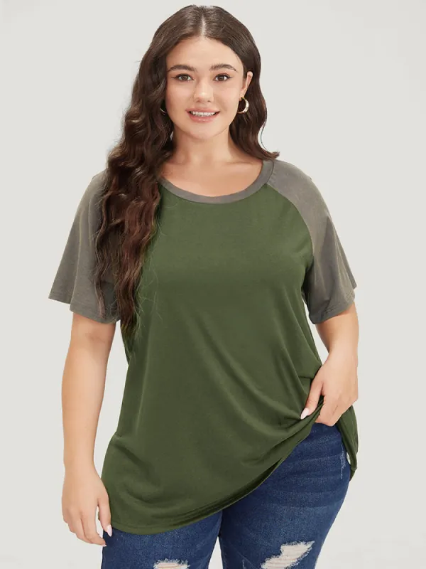 Two Tone Raglan Sleeve T-shirt sold by Bloomchic