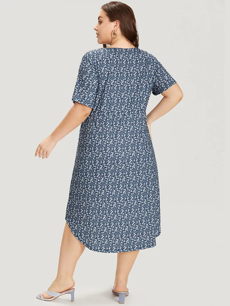 Ditsy Floral Pocket Curved Hem Knotted Dress sold by Bloomchic product image thumbnail 5