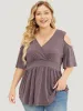 Plain Ruffles Cut Out Wrap Arc Hem T-shirt sold by Bloomchic