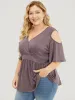 Plain Ruffles Cut Out Wrap Arc Hem T-shirt sold by Bloomchic