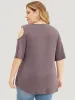 Plain Ruffles Cut Out Wrap Arc Hem T-shirt sold by Bloomchic