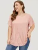 Plain Pleated Front Tiered Hem Ruffle T-shirt sold by Bloomchic