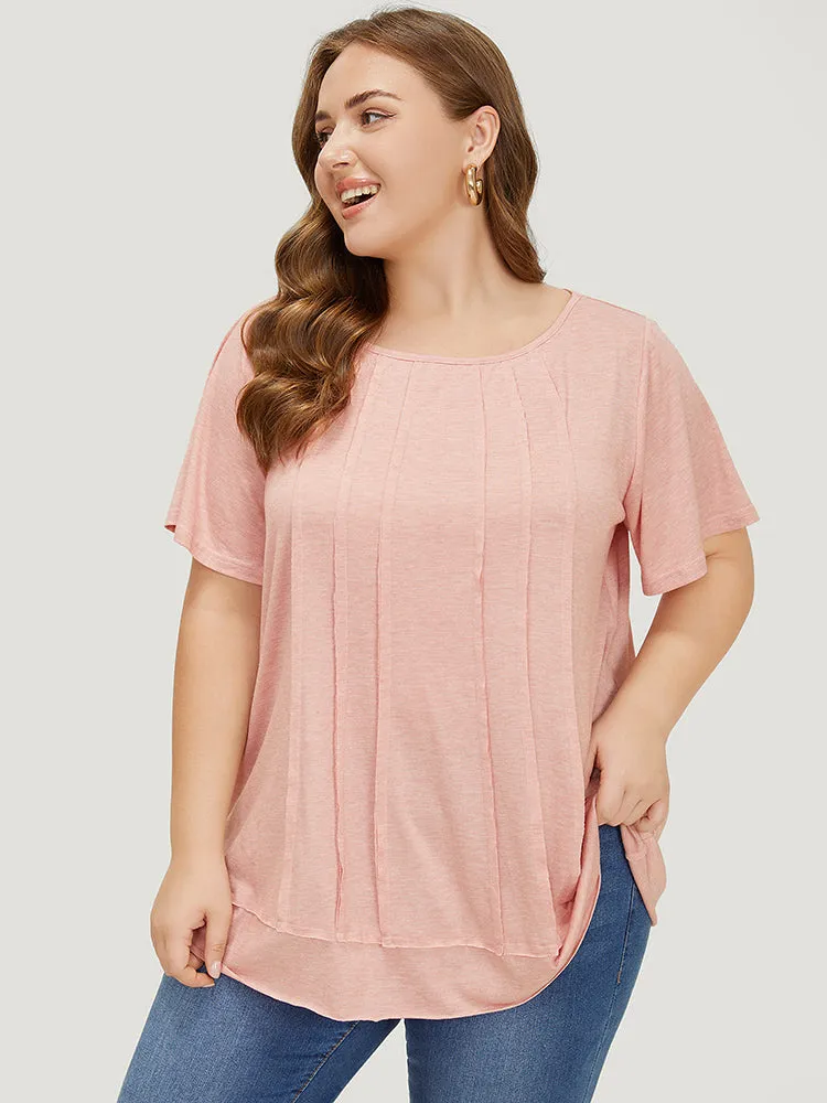 Plain Pleated Front Tiered Hem Ruffle T-shirt sold by Bloomchic product image thumbnail 2