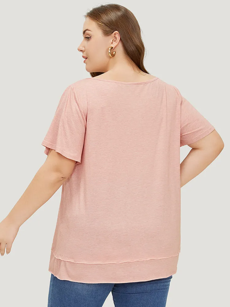 Plain Pleated Front Tiered Hem Ruffle T-shirt sold by Bloomchic product image thumbnail 5