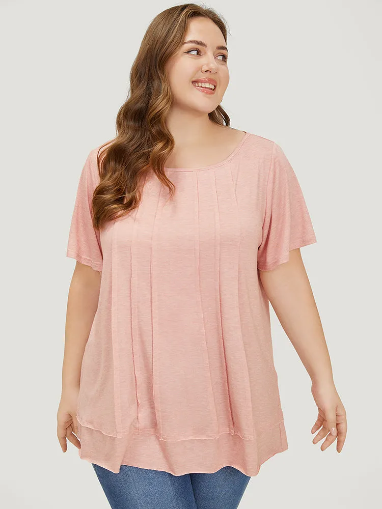 Plain Pleated Front Tiered Hem Ruffle T-shirt sold by Bloomchic product image thumbnail 3