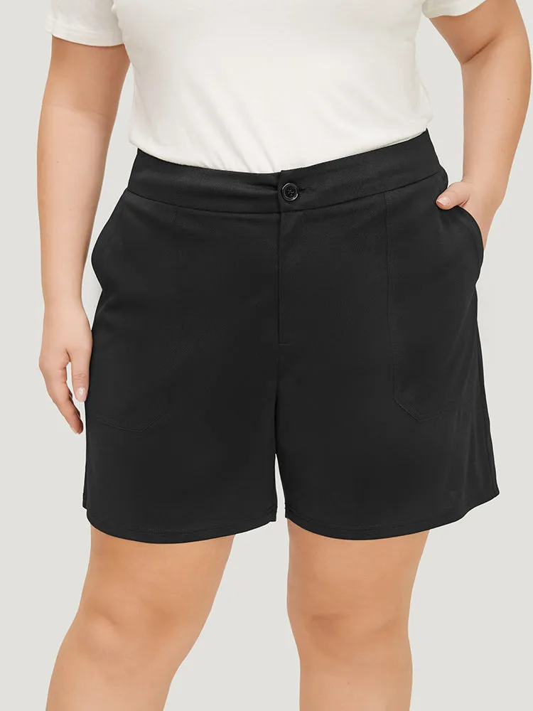 Plain High Waist Slant Pocket Shorts sold by Bloomchic