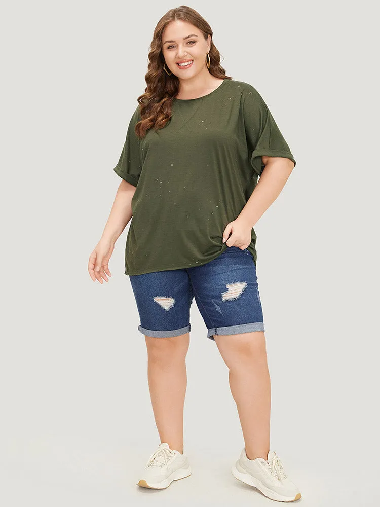 Plain Ripped Detail Crew Neck T-shirt sold by Bloomchic product image thumbnail 4