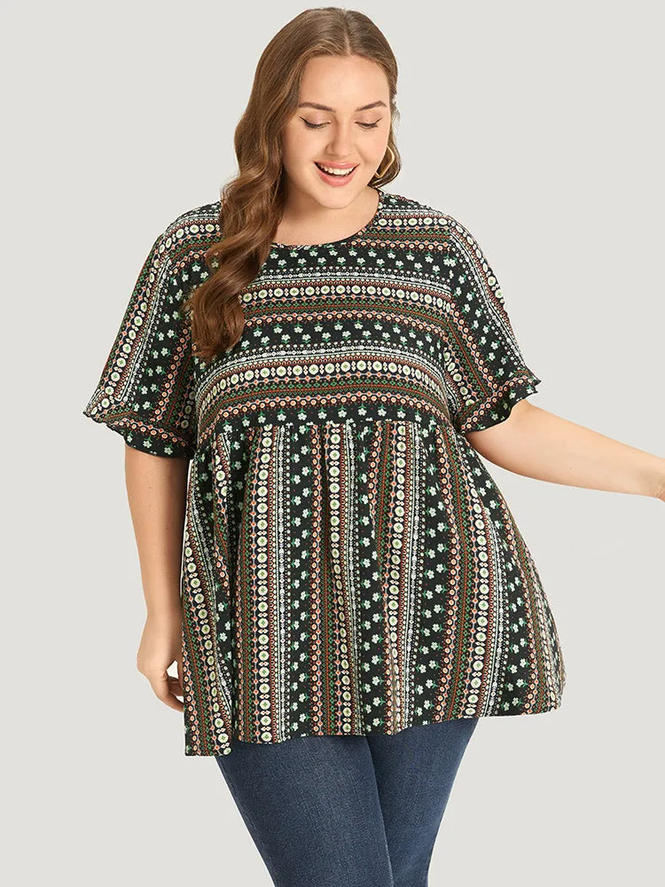 Bandana Patchwork Ruffle Sleeve Blouse sold by Bloomchic product image thumbnail 2