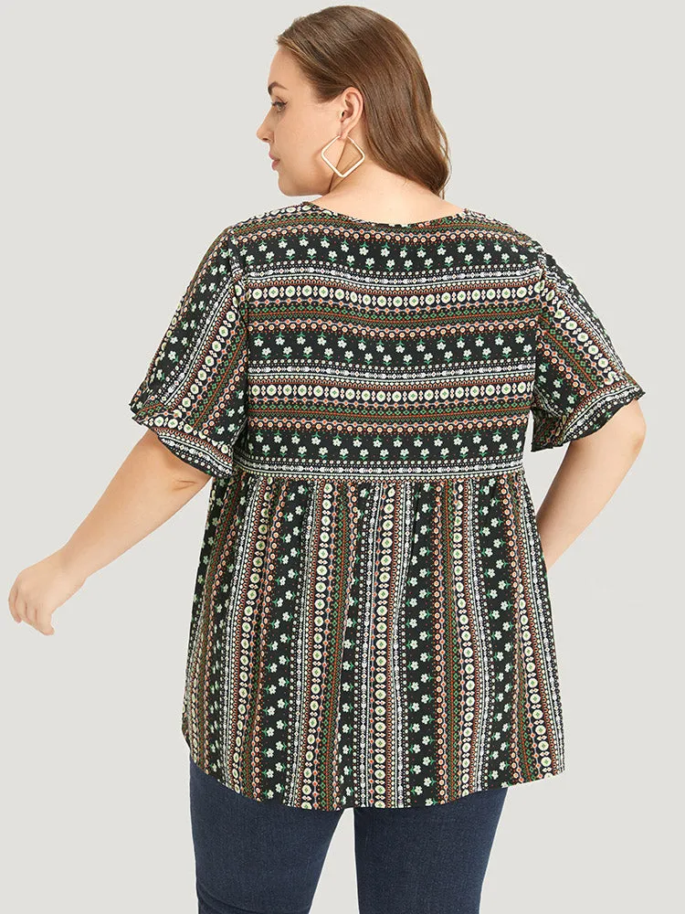 Bandana Patchwork Ruffle Sleeve Blouse sold by Bloomchic product image thumbnail 4