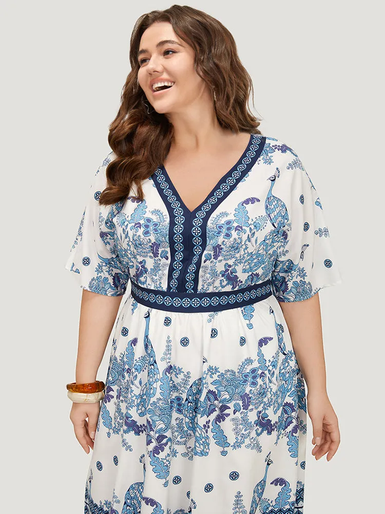 Bandana Print Ruffles Pocket Batwing Sleeve Dress sold by Bloomchic product image thumbnail 5