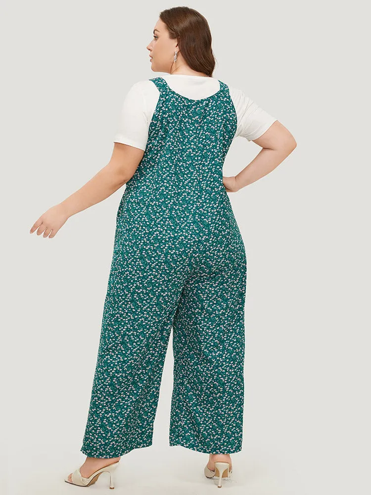 Ditsy Floral Plicated Detail Pocket Overall Jumpsuit sold by Bloomchic product image thumbnail 3
