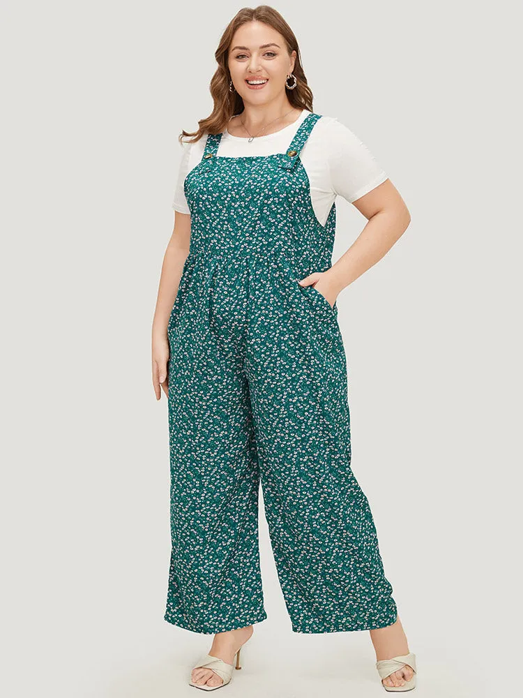 Ditsy Floral Plicated Detail Pocket Overall Jumpsuit sold by Bloomchic product image thumbnail 4