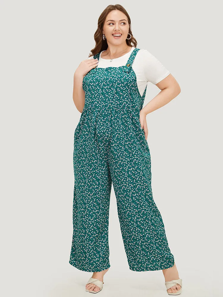 Ditsy Floral Plicated Detail Pocket Overall Jumpsuit sold by Bloomchic product image thumbnail 5