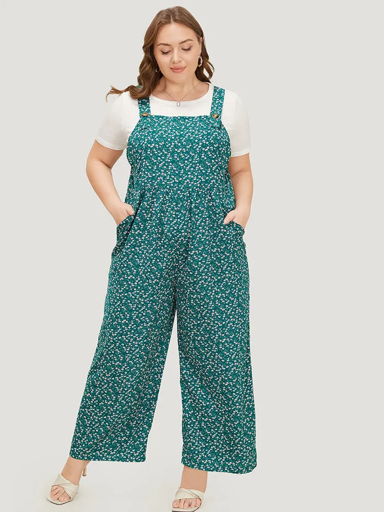 Ditsy Floral Plicated Detail Pocket Overall Jumpsuit sold by Bloomchic product image thumbnail 2